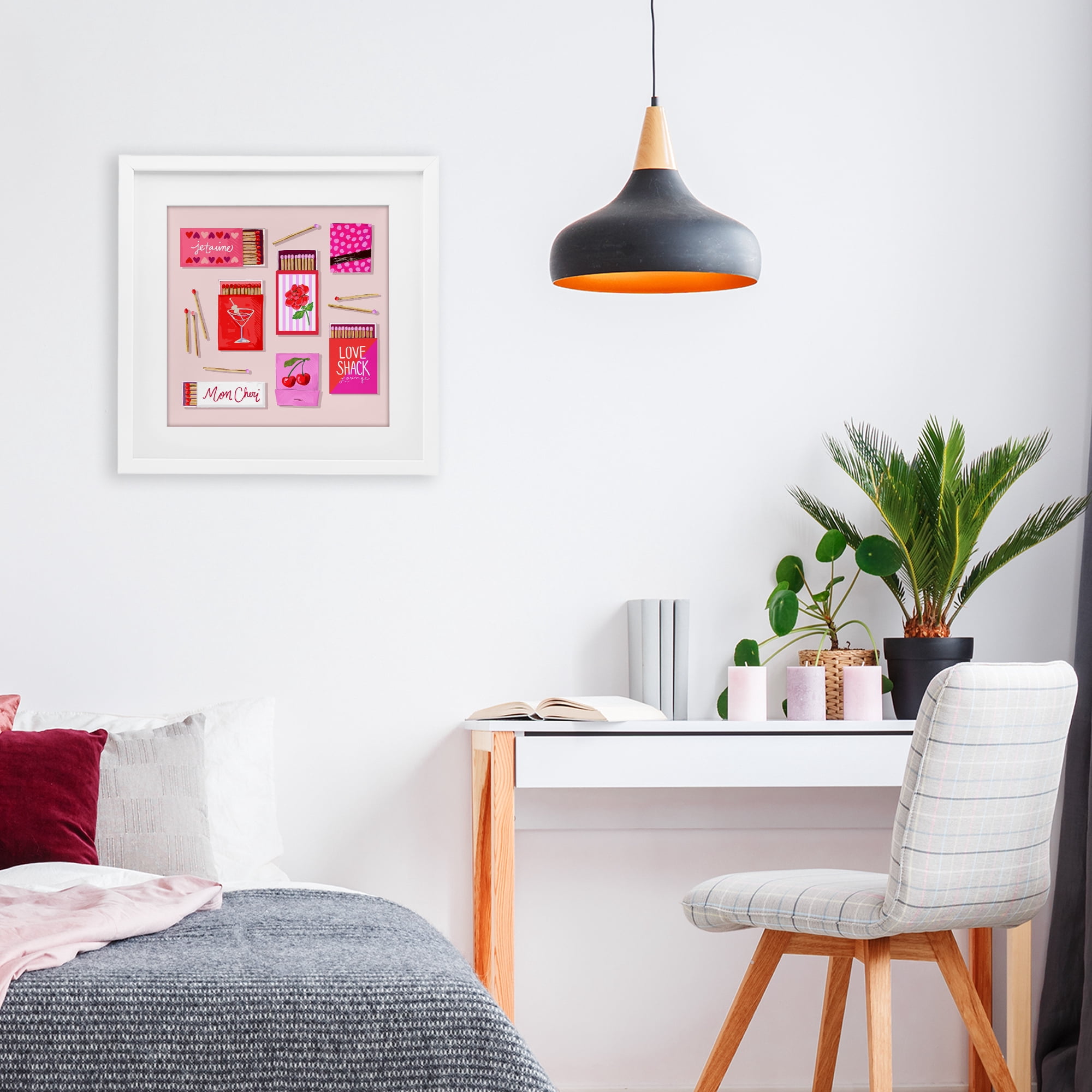Stupell Industries Je T'aime Romantic Matchbox Set White Framed Print Under Glass, design by Rachael Reese
