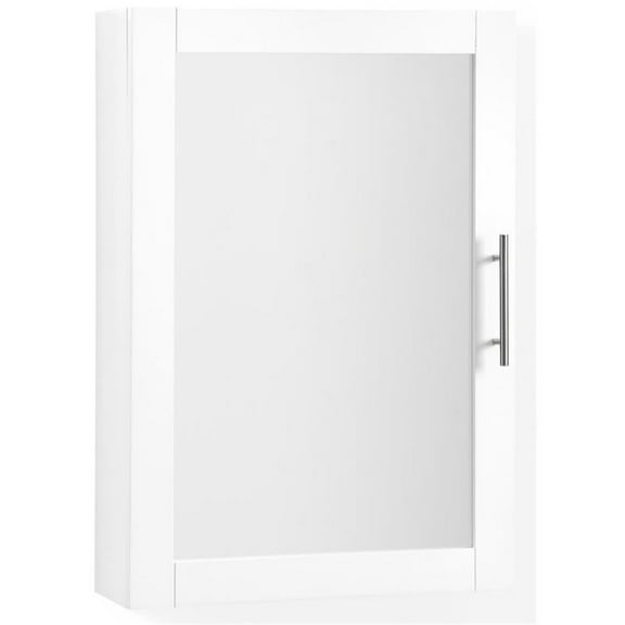Bowery Hill Wood and Mirror Wall Cabinet in White/Chrome/Clear