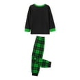 thumbnail image 6 of Elippeo Family Matching Christmas Pajamas, Baby Romper/Letter Green Elf Pattern Long Sleeve Tops and Plaid Pants Sleepwear Set, 6 of 10
