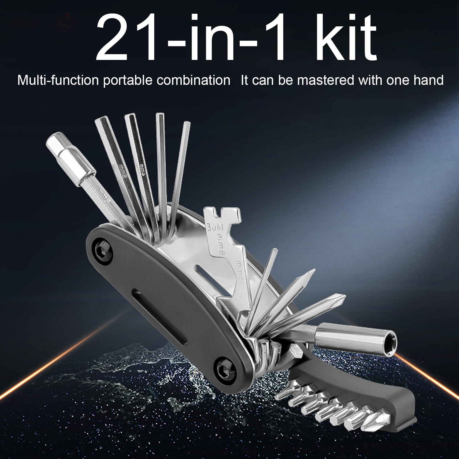 Kit Outils Cyclisme Multifonction - Clés Hexagonales 2 à 8 Mm, Coupe-chaîne, Tournevis - Pour VTT, Route, Dépannage - 5