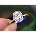 thumbnail image 2 of 1.50 Ct Oval cut Halo Man made diamond moissanite Wedding Ring with 18k Gold Plating, 2 of 6