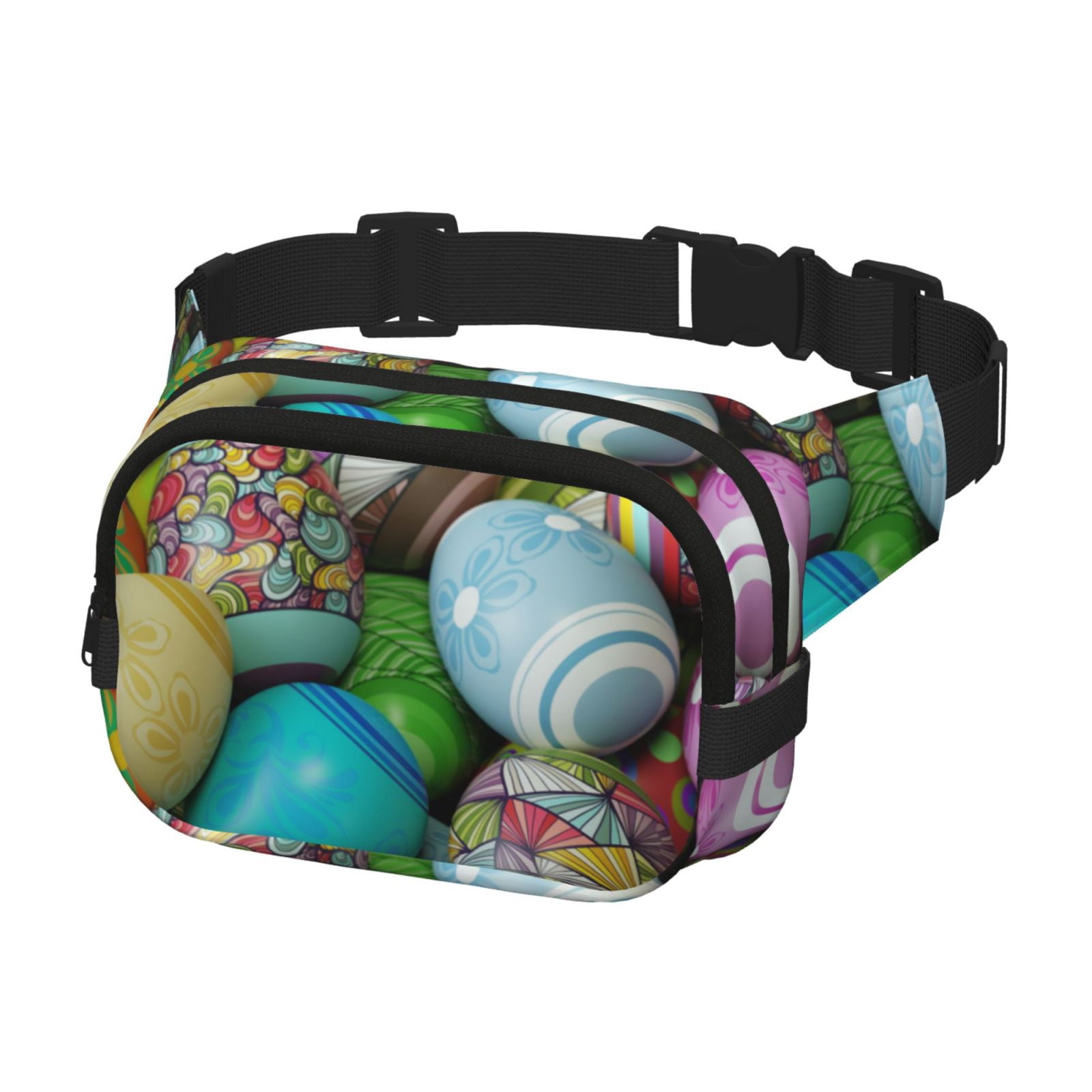 Picia Easter Egg1 Print Square Double-Layer Waist Bag Mini Adjustable Waist Belt Bag Exercise Running Travel Hiking