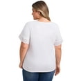 thumbnail image 3 of DARING DIVA Women's Plus Eyelet Embroidered Short Sleeve Blouse 4X White, 3 of 5