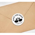 thumbnail image 3 of Darling Souvenir Round 45 Pcs Loving Swans Save The Date Stickers Personalized Bride Groom Names And Date Envelope Seals - White, 3 of 4