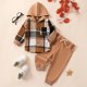 thumbnail image 4 of Gibobby Conjunto de ropa de bebé Conjunto de ropa de 2 piezas para niños y niñas de invierno de manga larga con estampado a cuadros(Marrón, 6-12 Meses), 4 of 5
