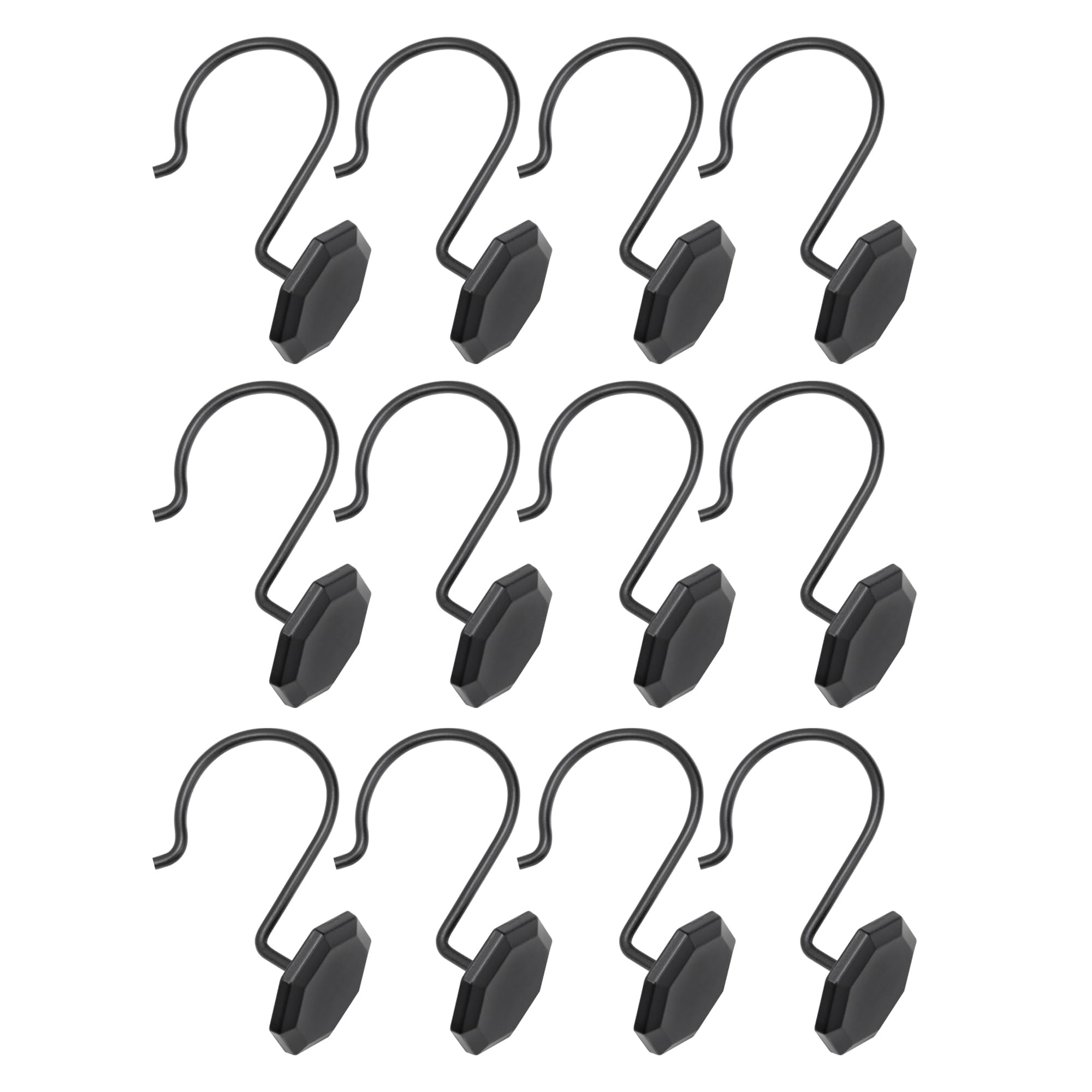 Utopia Alley HK27BK Rust Proof Zinc Shower Curtain Hooks Rings, Matte Black - Set of 12