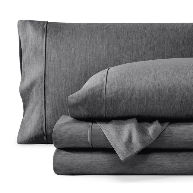 Bare Home Premium 1800 Collection Ensemble de Draps 4 Pcs, Très Grand, Gris Chiné