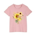 thumbnail image 2 of Nskgu Girls Casual Short Sleeve T Shirts Crewneck Tunic Tops Kids Girls T Shirts Floral Printed Tee Blouses Size 3-14 Years, 2 of 5