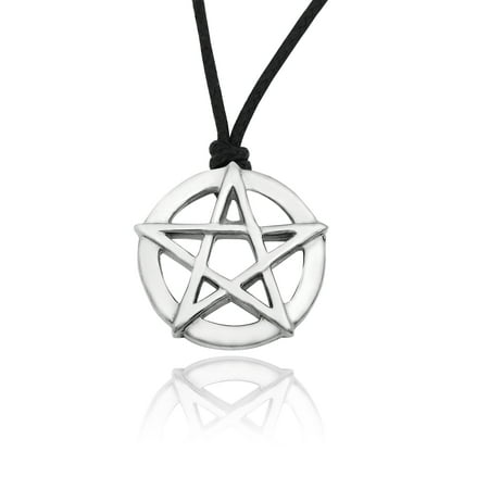 - Durable Pentagram Silver Pewter Charm Necklace Pendant Jewelry With Cotton Cord