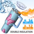thumbnail image 5 of Butterfly Gift 40oz Tumbler with Handle and Straw, Large Capacity Travel Cup for Hot & Cold Drinks, Double Walled Vacuum Insulated Cup, Butterfly Lover Birthday Gifts for Women Girls, 5 of 6
