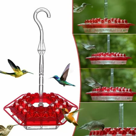 Garden Collection Hummingbird Feeder – 16 Oz Plastic Hanging Nectar Feeder, 3 Stations, Red