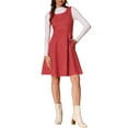 thumbnail image 1 of Vestido Pinafore INSPIRE CHIC sin mangas para mujer, vestido casual vintage de camiseta de ante sintético, L rojo, 1 of 6