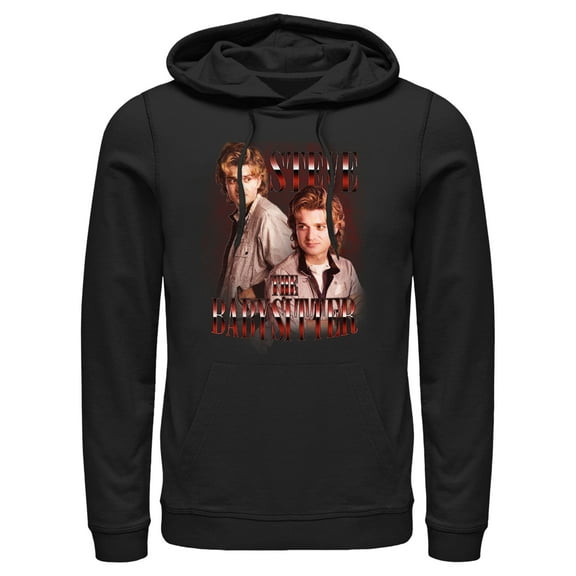 Netflix Men's Stranger Things Steve The Babysitter Pull Over Hoodie Black Medium