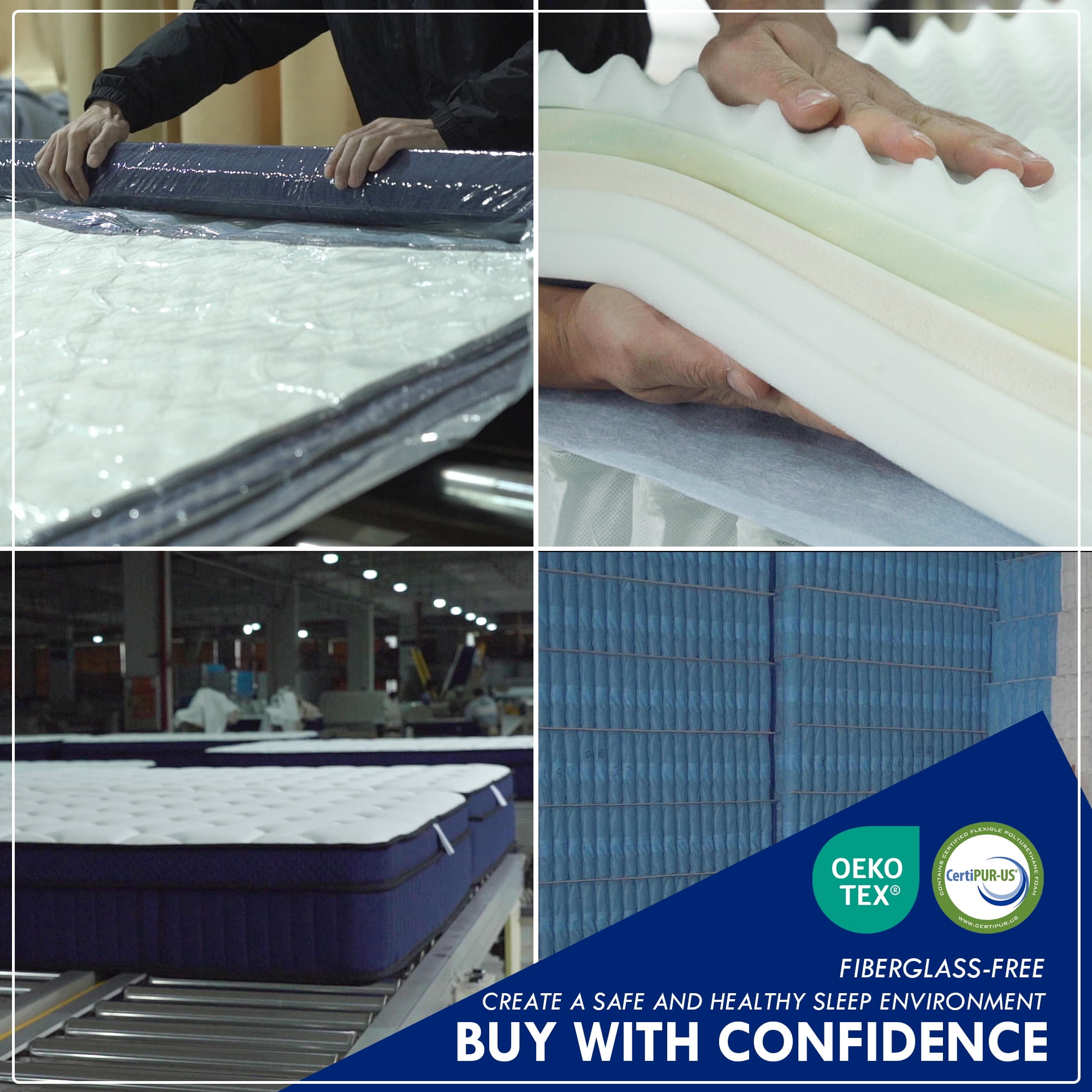 12'' Full Size Mattress, QUEEN ROSE Hybrid Firm Mattress in a Box with Gel Memory Foam, Individually Wrapped Pocket Coils Innerspring, Pressure-Relieving and Supportive, Mattress Full
