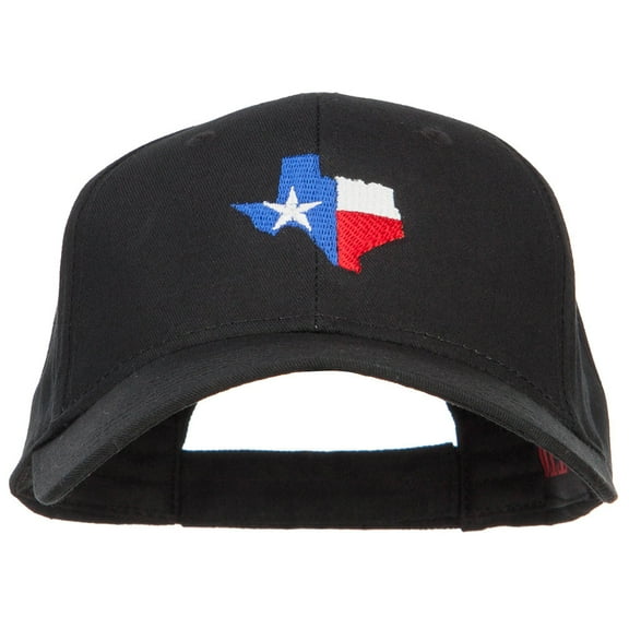 Texas Flag Map Embroidered Cotton Twill Cap - Black OSFM