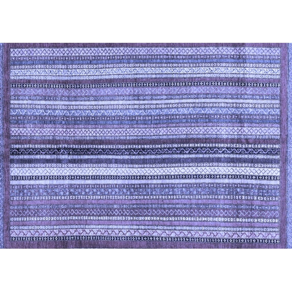 Ahgly Company Machine Washable Indoor Rectangle Abstract Blue Modern Area Rugs, 7' x 9'