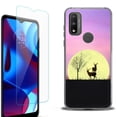 thumbnail image 1 of Slim-Fit Protective Phone Case (Black) compatible with Motorola Moto G Pure 5G, with Tempered Glass Screen Protector, by OneToughShield ® - Moonlight Deer, 1 of 3