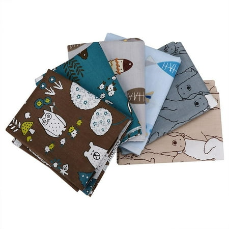 Kritne DIY Cloth,Printed Cloth,50x40cm 6Pcs Cute Cartoon Bear Fish Pattern Printed Cotton Fabric Assorted Cloth DIY Material
