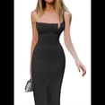 thumbnail image 1 of Vestido de Punto con Espalda Descubierta para Mujer, Sexy, para Fiesta, de Verano, con Abertura Lateral. Negro M, 1 of 10