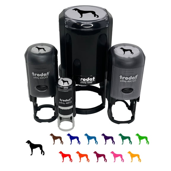 Saluki Dog Solid Self-Inking Rubber Stamp Ink Stamper - Black Ink - Mini 1/2 Inch