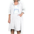 thumbnail image 2 of Teissuly Women's Solid Turndown Collar Long Sleeve Long Shirt Blouse + Shorts Pants Set, 2 of 8