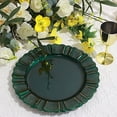 thumbnail image 2 of BalsaCircle 24 Hunter Green Gold 13" Acrylic Wooden Textured Round Scalloped Trim Plastic Charger Plates, 2 of 7