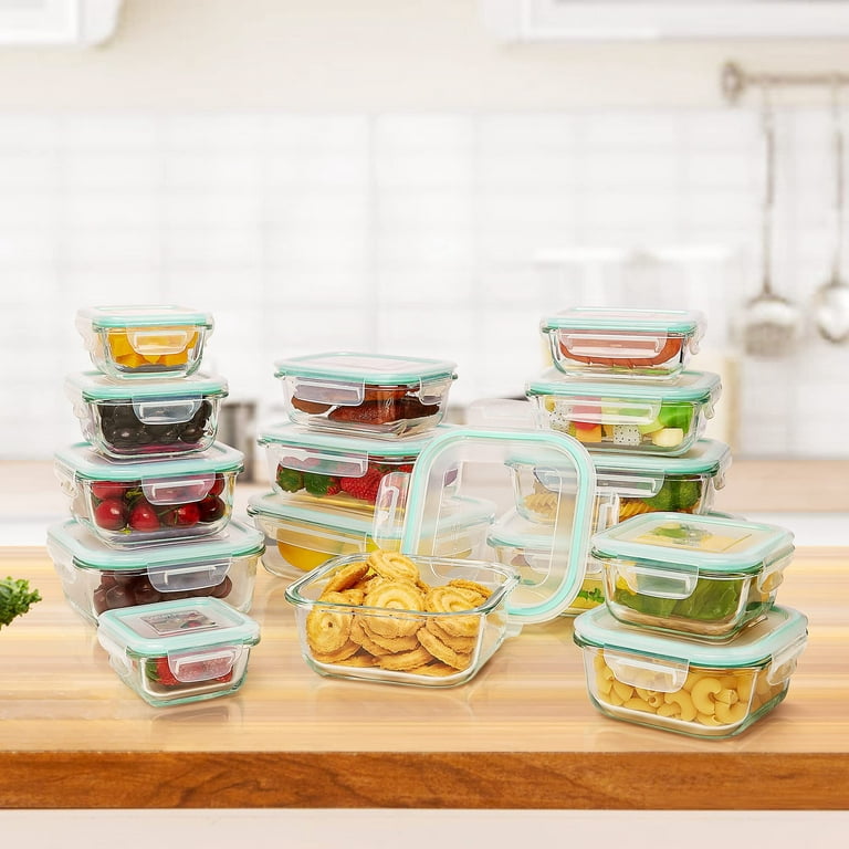 30pcs Glass Storage Container Set with Lids, Vtopmart Meal Prep Containers, Airtight Bento Boxes, Size: 8.14L x 6.06 HX 2.75 W, Clear