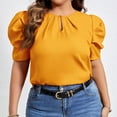 thumbnail image 4 of yillto Womens Plus Size Tops Dressy Casual Summer Chiffon Blouses Crew Neck Short Sleeve Pleated Shirts, 4 of 7