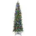 thumbnail image 3 of 6/7.5 ft Pencil Prelit Christmas Tree, Artificial Slim Christmas Tree with 200/300 Multicolor LED Lights, Metal Stand and Hinged Branches, 8 Color Modes, 3 of 9