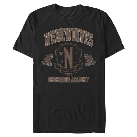 Mens Wednesday Werewolves Academy Crest T Shirt