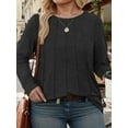 thumbnail image 4 of NISVIYA Plus Size Blouse for Women Fashion Crew Neck Long Sleeve Pleated Tunics Black, 4 of 6