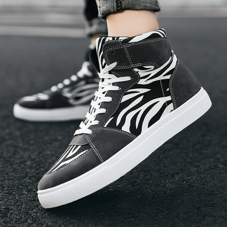 

Men‘s Leopard Print Casual High-top Skate Shoes Fashion Sneakers