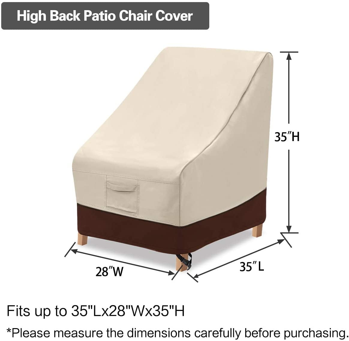 Patio Lounge Chair Covers 35L x 38D x 31H UV Resistant Outdoor Large Deep Chair Cover Waterproof Heavy Duty Cover for Lounge Chair 