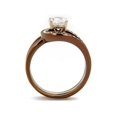 thumbnail image 3 of Womens 1Ct Cubic Zirconia Rose and Brown Stainless Steel 2 Piece Wedding Ring Set Size 5, 3 of 5