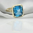 thumbnail image 4 of Women's Beautiful Solitaire Engagement Ring 14k Yellow Gold Plated Emerald Cut London Blue Topaz, 4 of 5