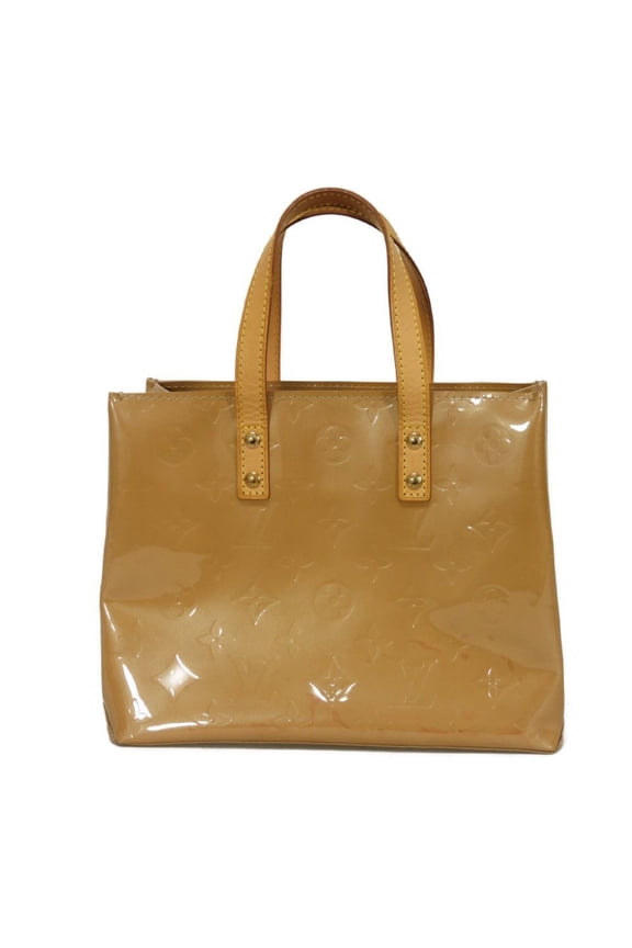 Pre-Owned Louis Vuitton Reed PM Tote Bag, LV Flower Patent Handbag, Monogram Vernis Noisette,...