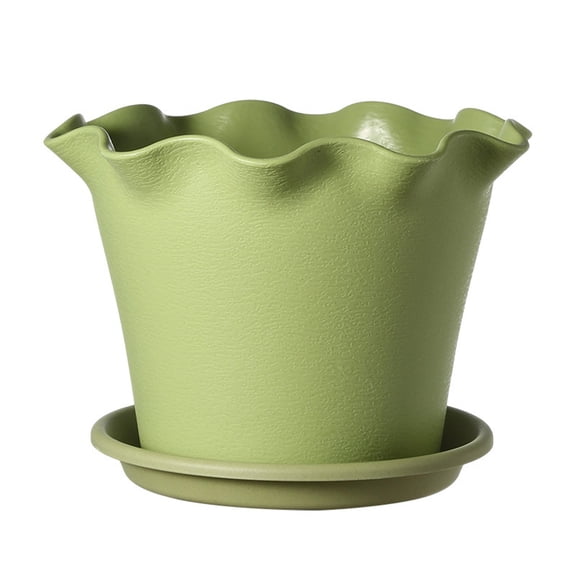 Modern Plastic Flower Pots with Drainage Holes and Tray Indoor Outdoor Planters for Succulents Flowers Plants Home Garden Balcony Office Decor