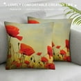 thumbnail image 3 of Nawypu  Poppy Flower Throw Pillow Cushion Cover, Flower and Buds on Ambient, Decorative Square Accent Pillow Case,Pale Brown Vermilion, 3 of 5