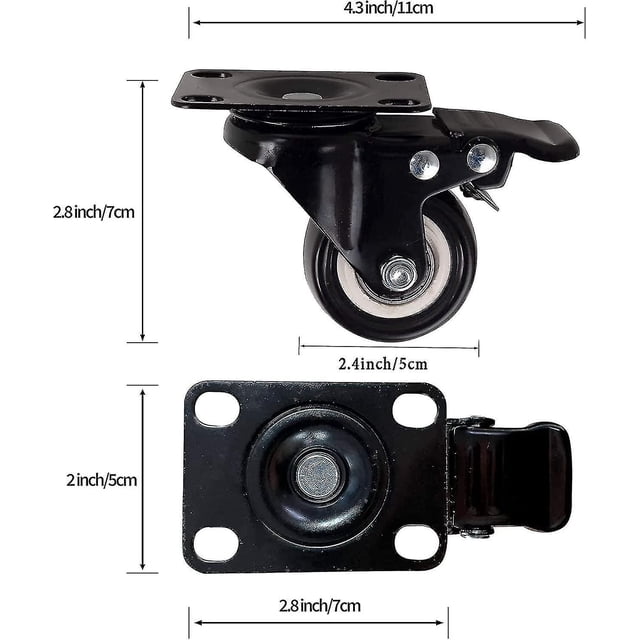 4 Ruedas Giratorias Para Muebles De 50 Mm, Ruedas Para Cargas Pesadas, Ruedas Para Muebles, Ruedas De Transporte Con Freno - Capacidad De Carga Máx. 50 Kg Por Rollo - 360 Rot