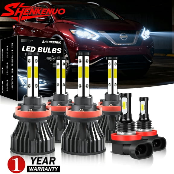 For Nissan Murano 2015 2016 2017 2018 H9 H11 High&Low Beam LED Headlights Fog Lights 6pcs