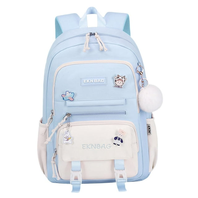 Mochila ligera con cierre de cremallera y correas de hombro ajustables para mujer Azul
