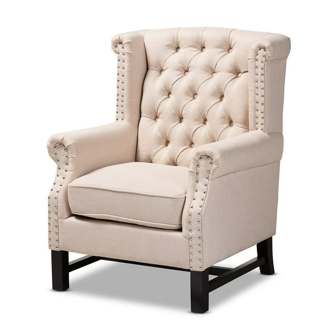 Baxton Studio Charrette Transitionnelle en Tissu Beige Touffeté