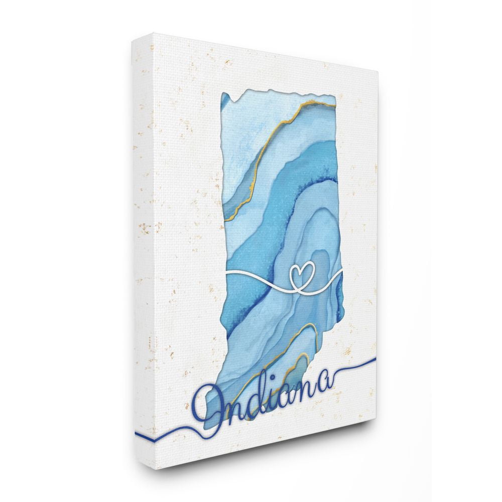 Stupell Industries Indiana Agate Blue US State Design Canvas Wall Art by Ziwei Li