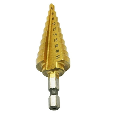 

RichYS 1Pc Hex Titanium Step Cone Drill Bit Hole Cutter 4-22mm HSS for Sheet Metal Wood