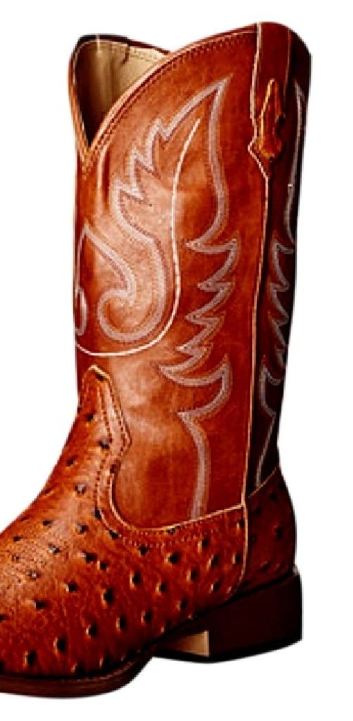 Roper Bumps Ladies Tan Faux Leather Ostrich Print Cowboy Boots 8.5 M