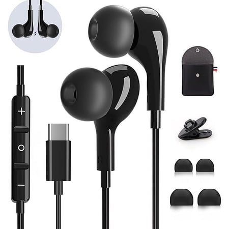 USB C Headphones for Samsung Galaxy S24 S23 Ultra S25 S22 S21 A55 A54 A35 iPhone 15 Pro Max 16 iPad Pro Pixel Wired Earbuds Magnetic in-Ear Type C Earphone with Microphone Volume Control HiFi Stereo