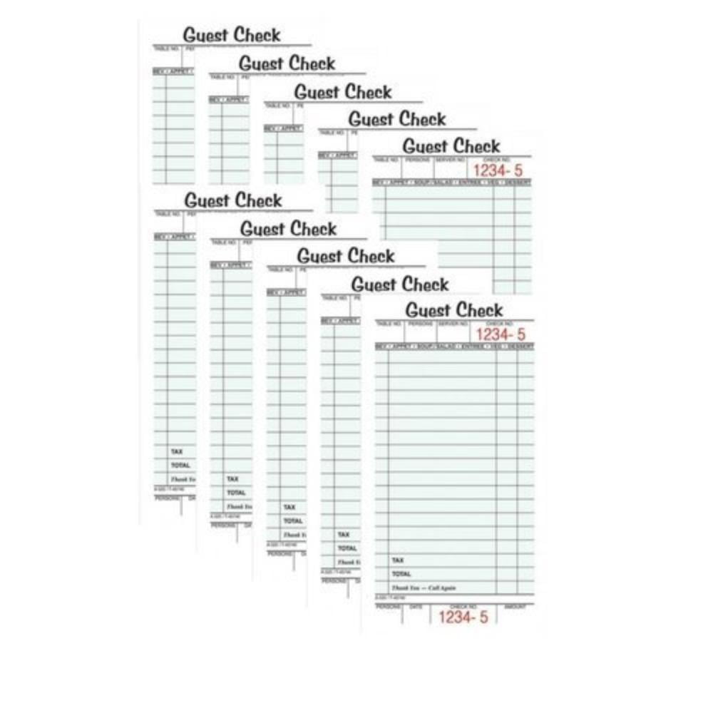 20 Pads/Pack Single Part Adams Guest Check Pads 3-2/5 x 6-1/4 Inches 50 Checks/Pad White