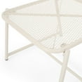 thumbnail image 6 of Modern Iron White Mesh Top Outdoor Side Table with Sled Base T-Frame Design for Backyard Patio Comfort & Durability, 6 of 6