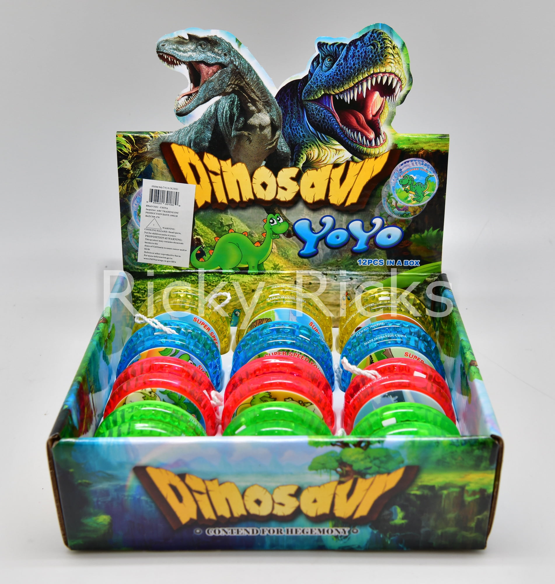 12 Light Up Dinosaur Yo-Yo's T-Rex Party Bag Fillers Favors Flashing Toys  Dinosaurio LED