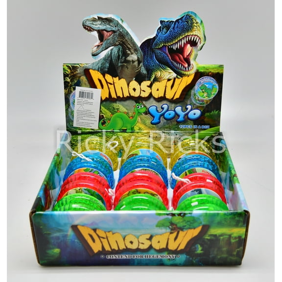 12 Light Up Dinosaur Yo-Yo's T-Rex Party Bag Fillers Favors Flashing Toys Dinosaurio LED